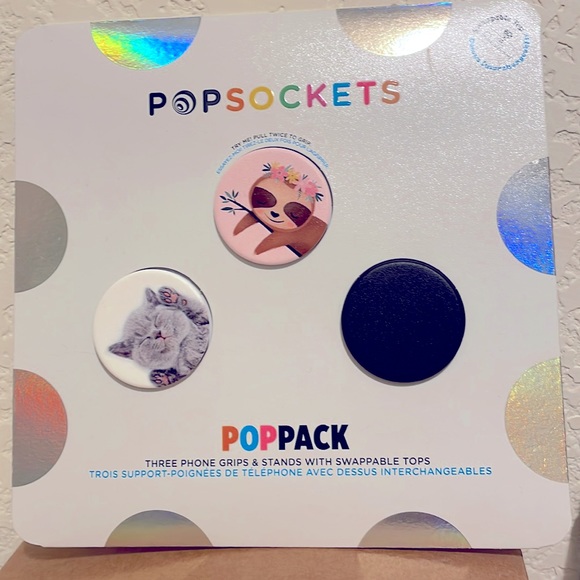 NWT set of 3 pop sockets 3 phone grips/stands with swappable tops exclusive - Picture 1 of 12